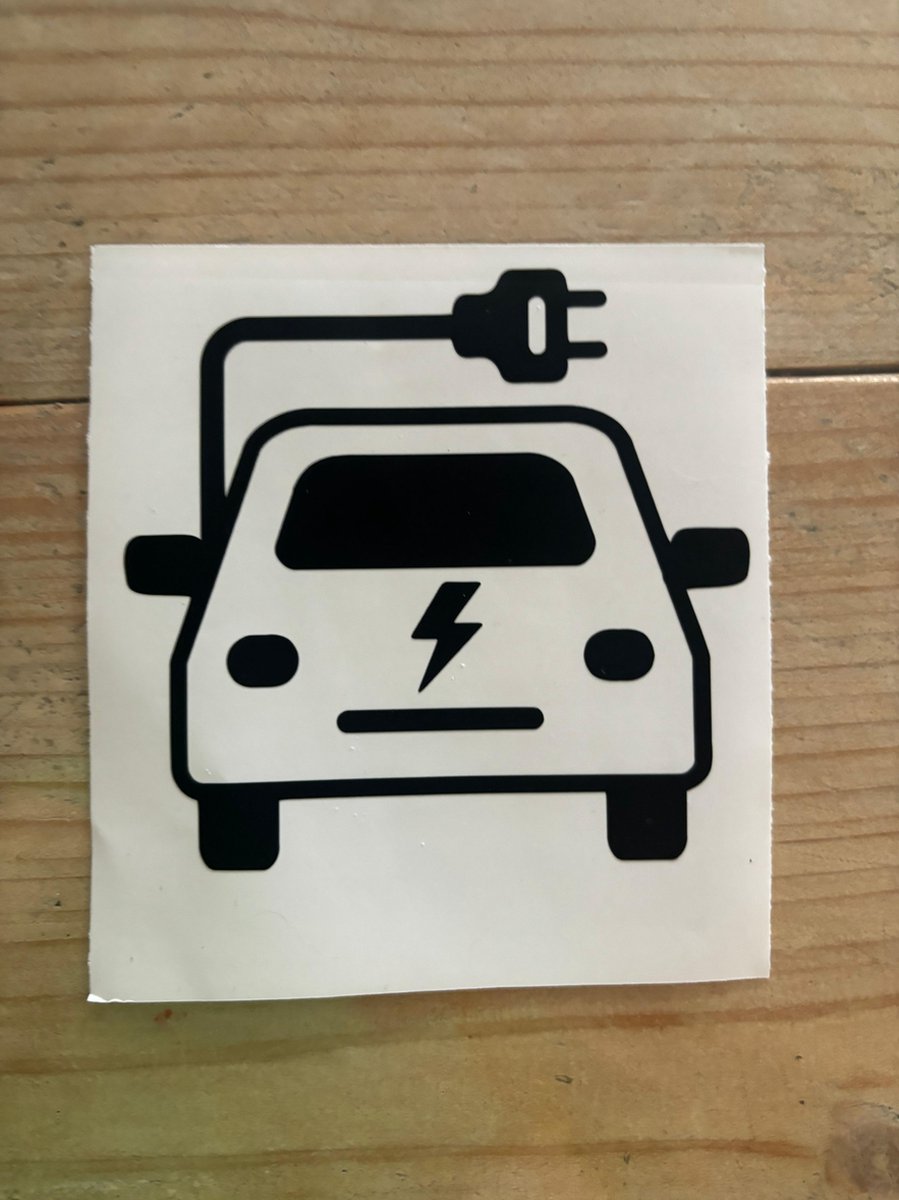 laaddop sticker van je elektrische auto | zwart | 10 cm B x 9,5 cm H | familie broeders